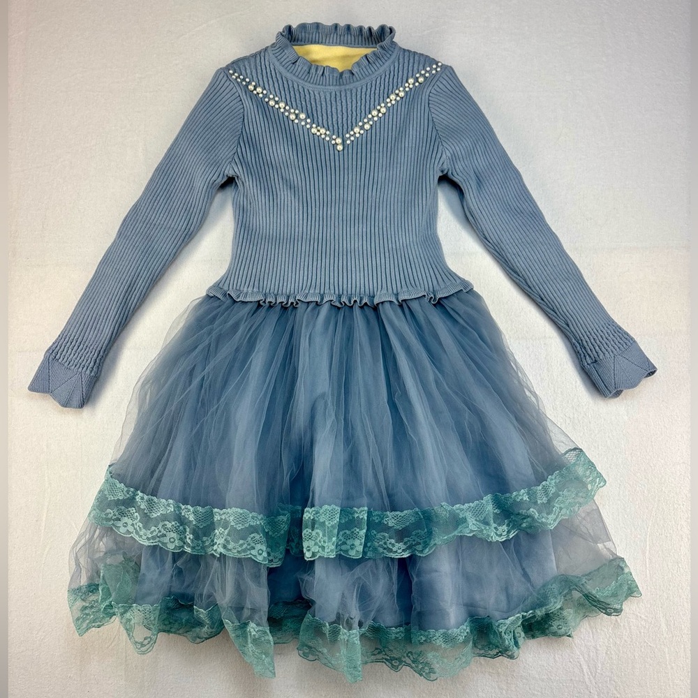 Blue and Green Girls Formal Dress